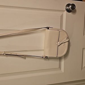 kate Spade White Pebbled Leather flip top crossbody purse